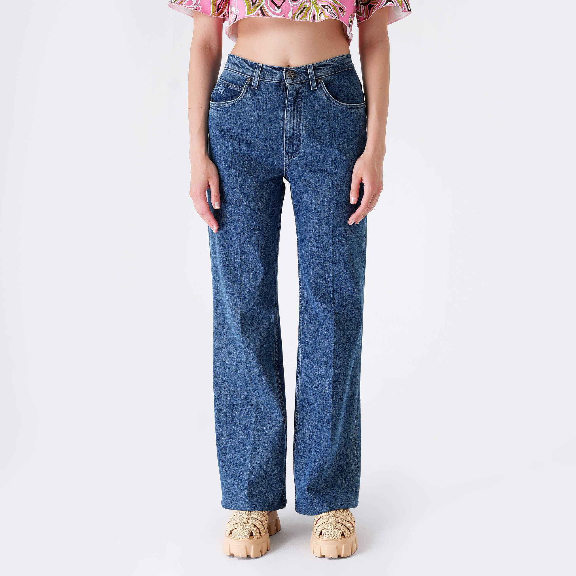 Etro - Navy Denim Cotton High Waist Jean